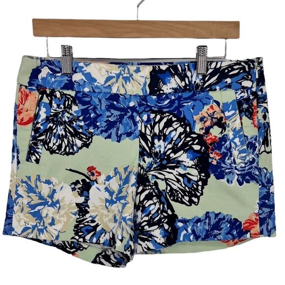 J. Crew Bright Multi Color Floral Cotton Stretch‎ Shorts Sz 6 Chino Casual - Picture 1 of 6